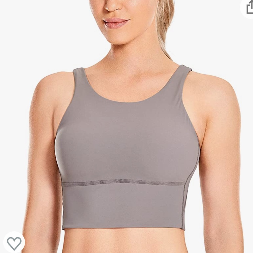 Women's High Neck V-Back Wirefree Padded Tank Top size M purple/gray